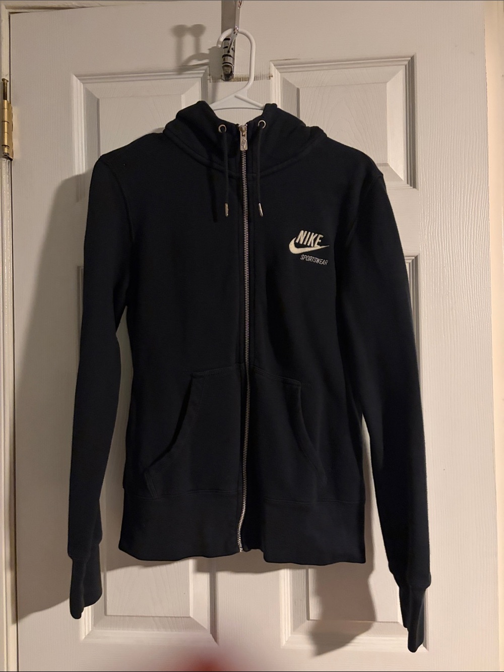 Nike Vintage Black Full Zip Hoodie with White Swoosh